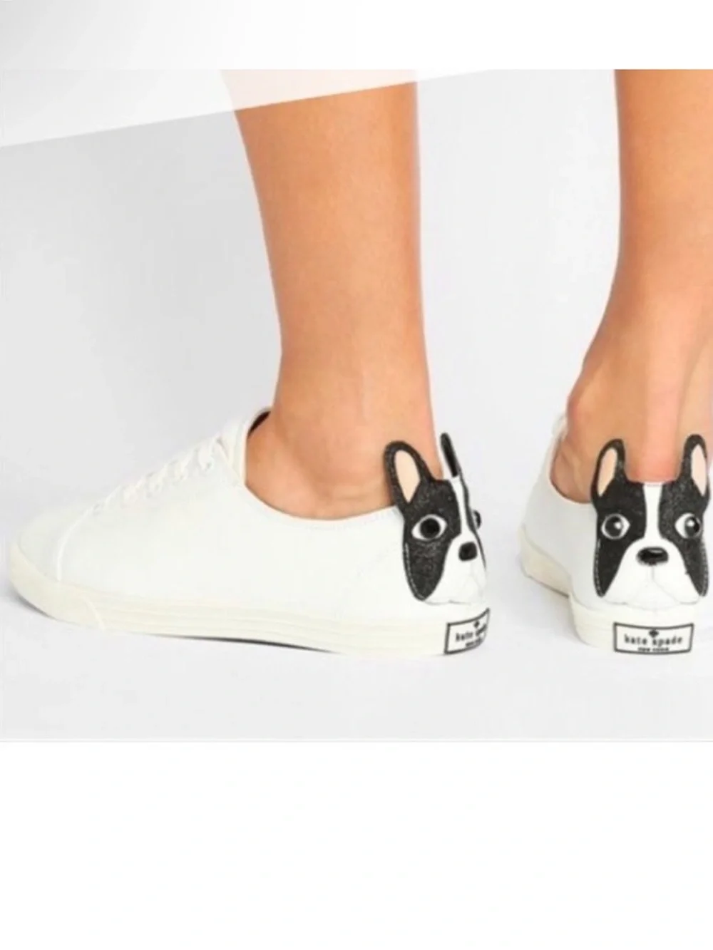 Kate Spade Lucie French Bulldog White Sneakers Size 10